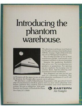 Print Ad Introducing The Phantom Warehouse Eastern Air Freight Logistics 1969